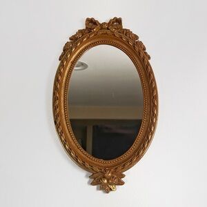Vintage Home Interiors Bronze Tone Victorian Oval Wall Mirror Aged Bronze Tone